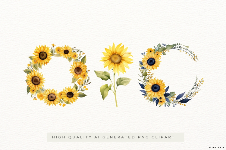 Sunflower Basket & Bouquet Illustrations