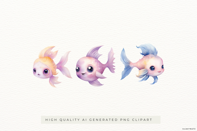 Cute Fantasy Fish Illustrations PNG Clipart