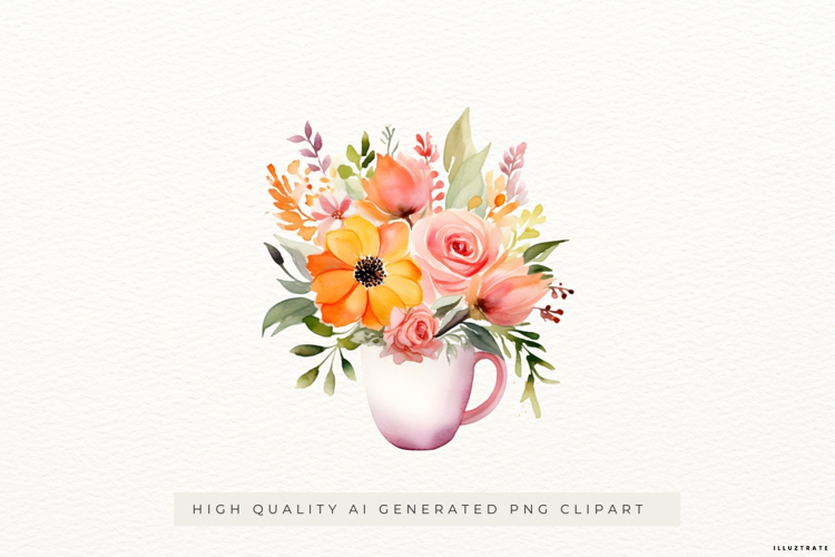 Watercolour Flower Cup PNG Clipart