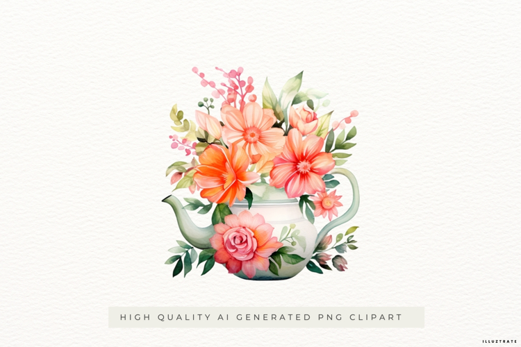 Bright Floral Teapot PNG Clipart