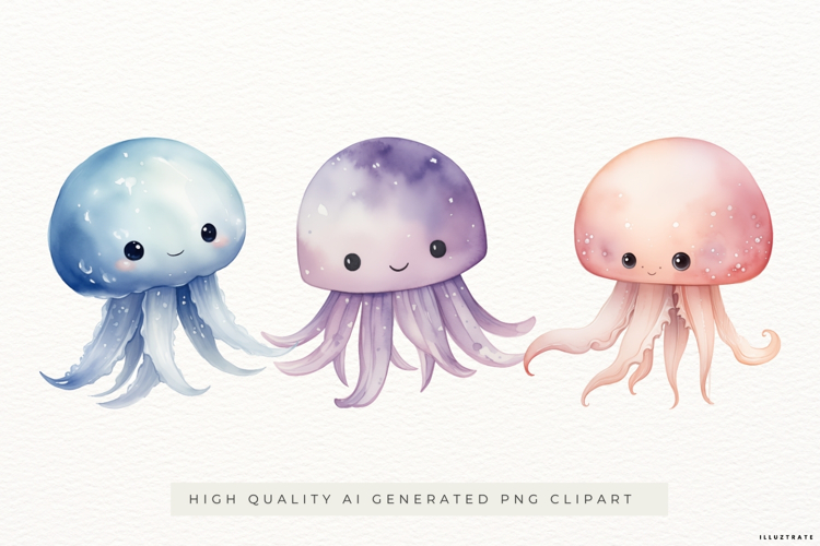 Cute Jellyfish Illustrations PNG Clipart