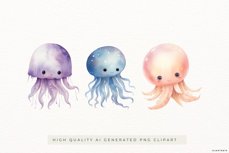 Cute Jellyfish Illustrations PNG Clipart
