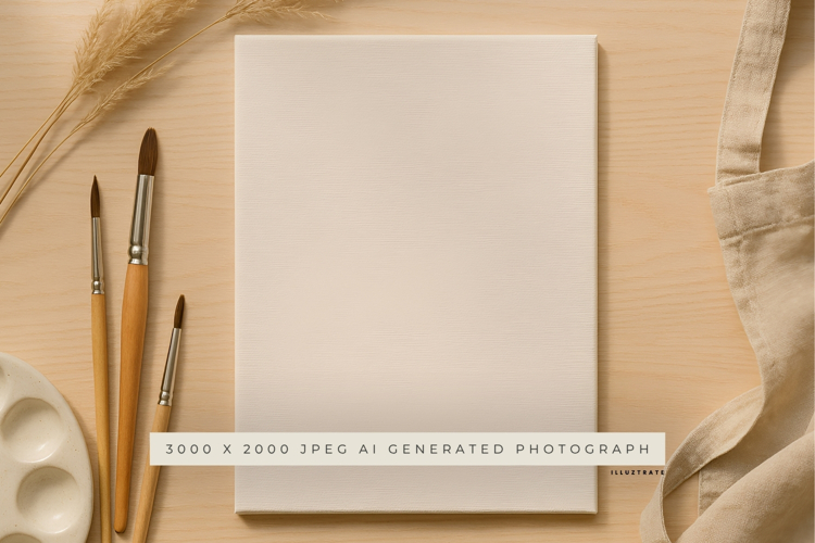 Canvas and Paint Brushes Mockup