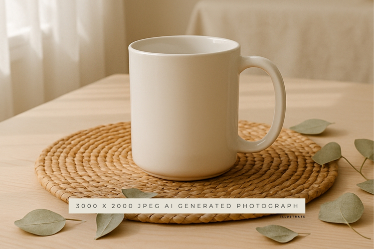Mug on Woven Mat Mockup