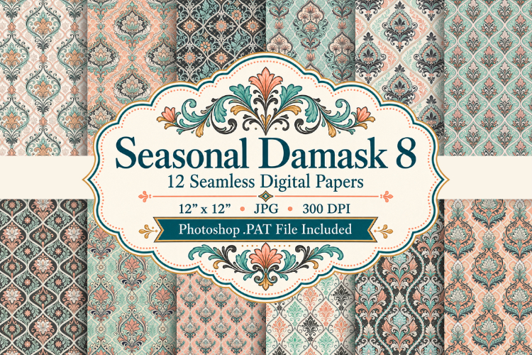 Seasonal Damask Papers & Patterns 8