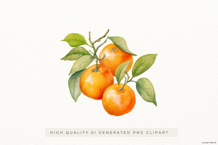 Watercolour Orange Branch PNG Clipart