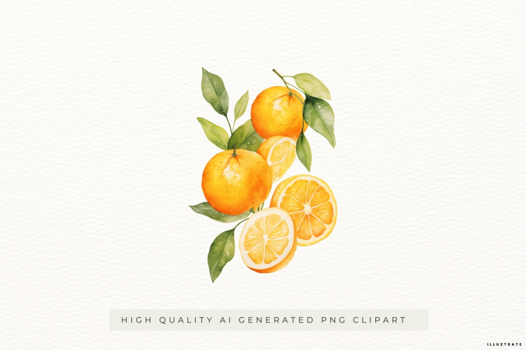 Watercolour Orange Branch PNG Clipart