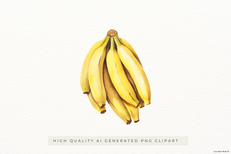 Watercolour Banana Bunch PNG Clipart
