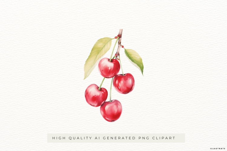 Watercolour Cherry Branch PNG Clipart