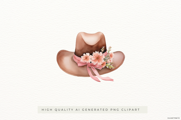 Cowboy Hat with Pink Flowers PNG Clipart