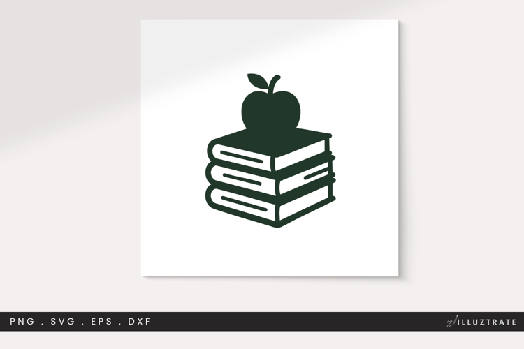 Books and Apple SVG, Teacher School Education Clipart, Class