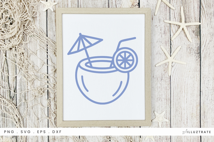 Coconut Drink SVG Cut File Summer Clipart