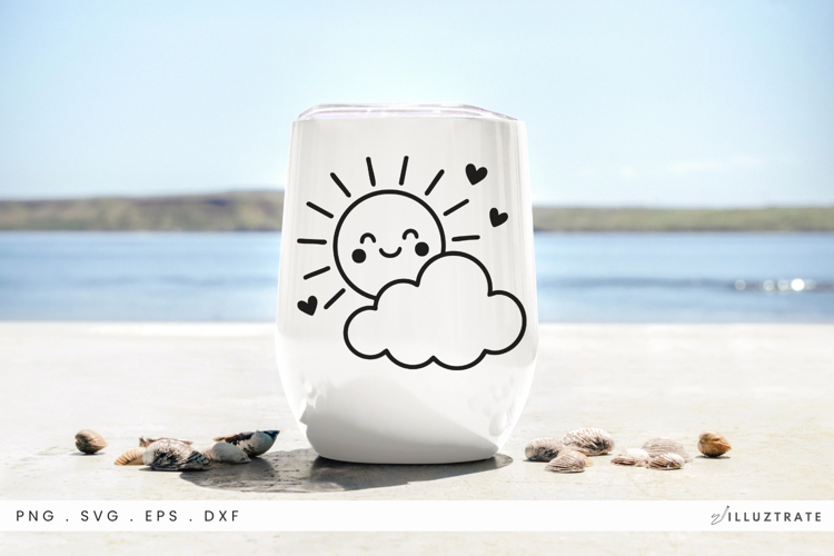 Sun and Cloud SVG Cut File Summer Clipart