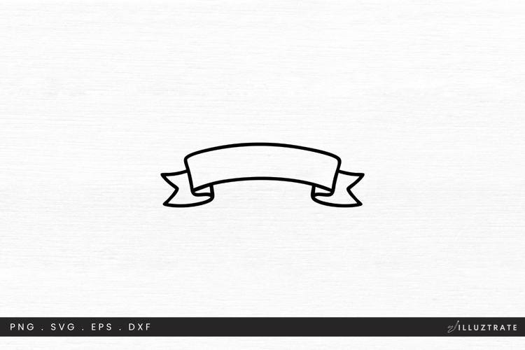 Simple Ribbon Banner SVG Cut File Black Monoline Design