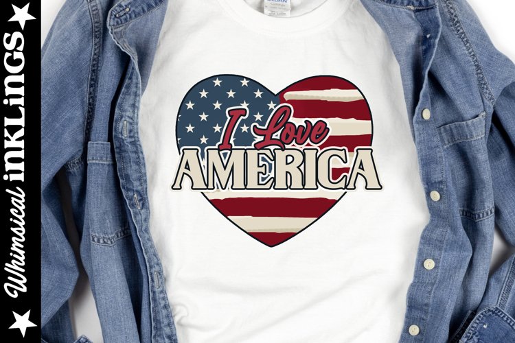 I Love America Independence Day Sublimation example image 1