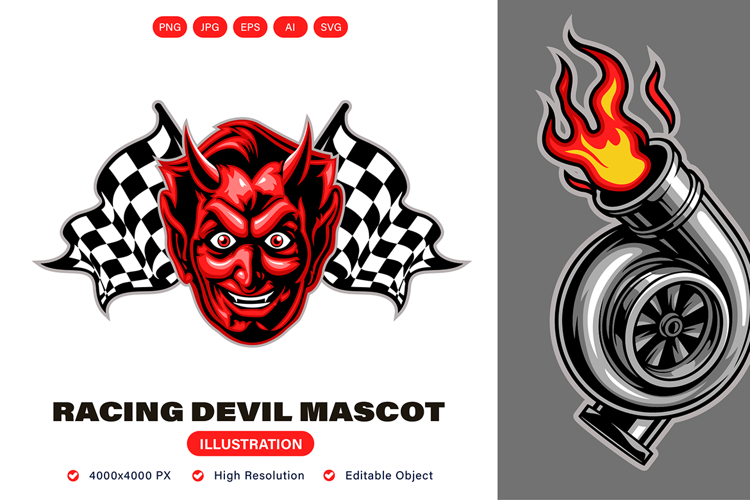 Racing Devil Mascot
