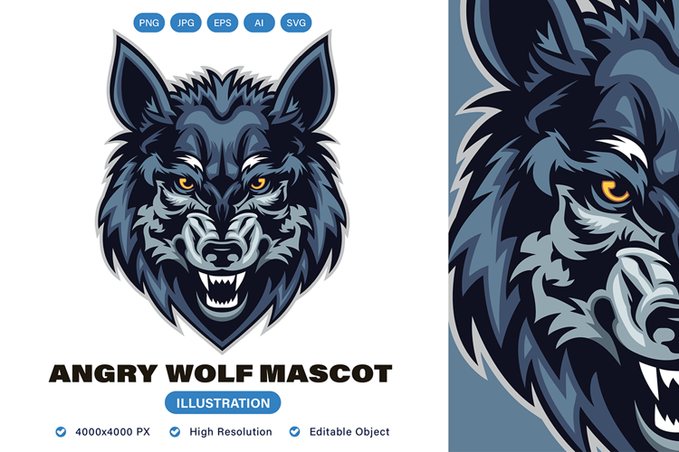 Angry Wolf Head Mascot