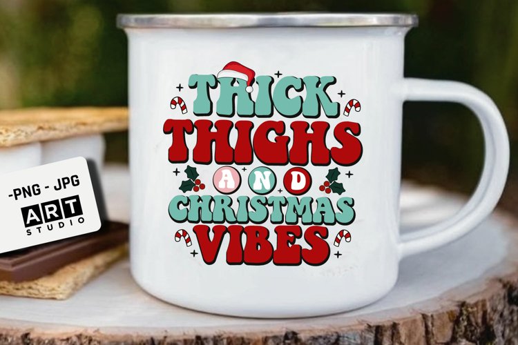 Retro Christmas PNG, Thick thighs christmas vibes png