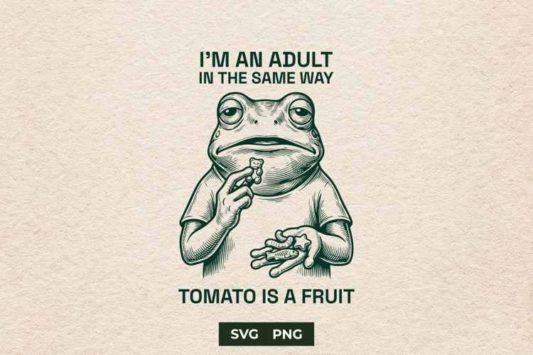 Sarcastic Adulting Frog Tomato Fruit Meme SVG