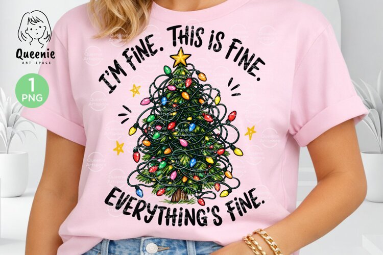 Funny I'm Fine Christmas Greeting Holiday Season example image 1
