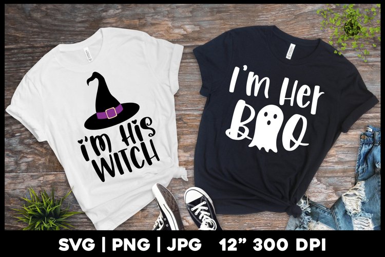 I'm Her Boo I'm His Witch | Halloween Couple Matching Shirts example image 1