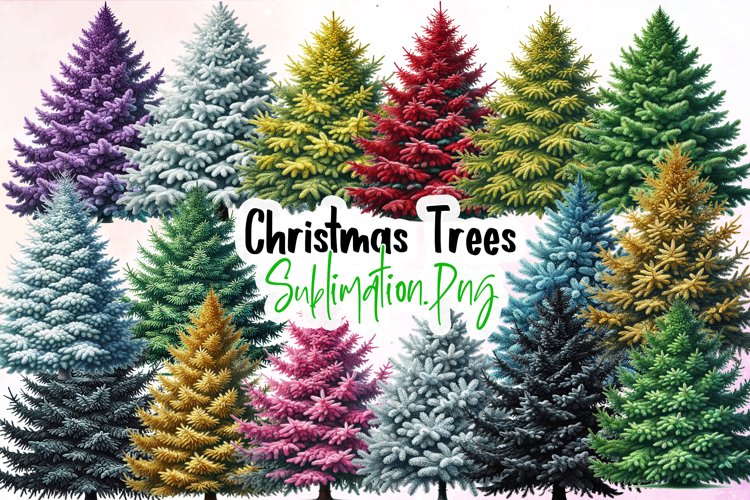 Colorful Christmas Trees Clipart example image 1