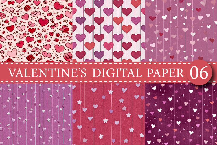 Valentine digital paper, valentines day