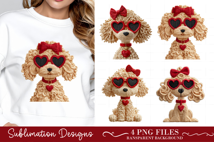 Yarn Crochet Dog Valentines. Crochet Dog T-Shirt Sublimation