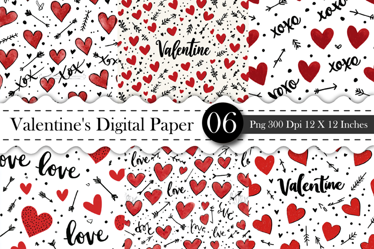 Valentine Letters Digital Paper , Valentines Day PNG