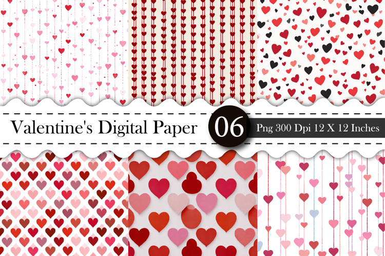 Valentines Themed Digital Paper- Valentines PNG