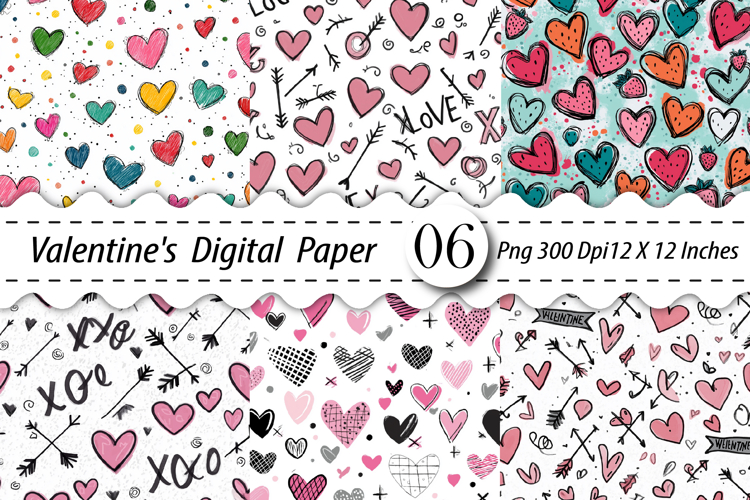 Valentine Hearts Seamless Digital Paper - Valentines Pattern