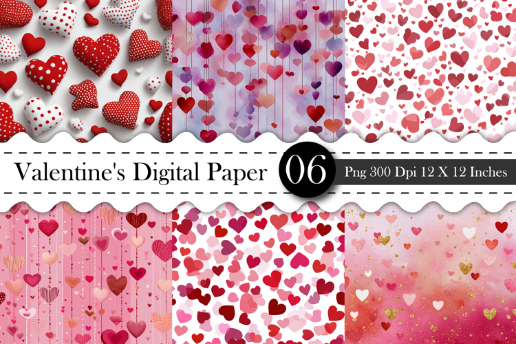 Valentine Seamless Digital Papers- Valentine PNG