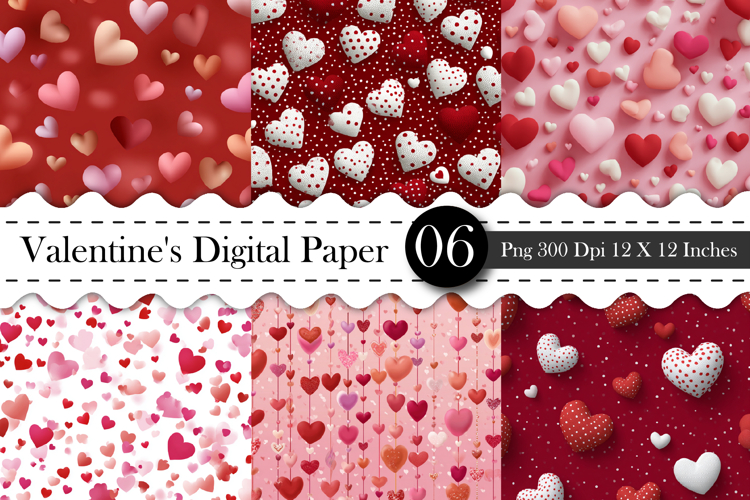Valentine Hearts Seamless Digital Paper - Valentines Pattern