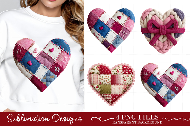 Patchwork Valentine’s Day Heart PNG