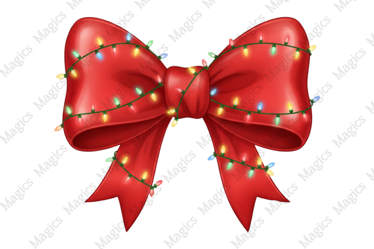 Cute Bow Merry Christmas PNG example image 1