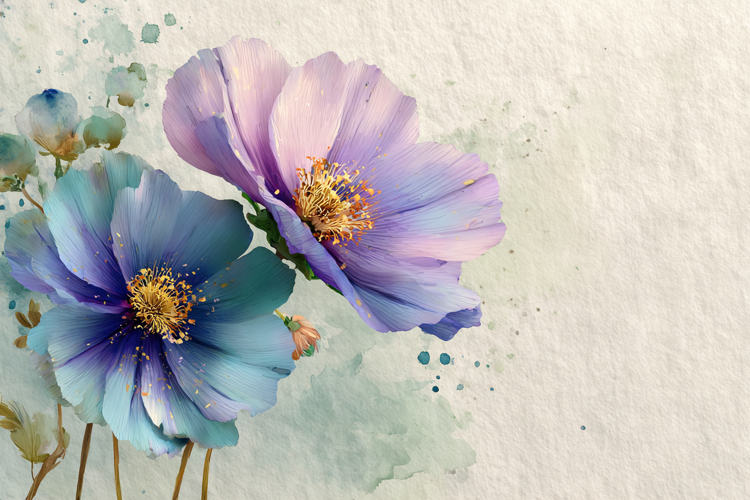 Watercolor Flowers With Space Background 1