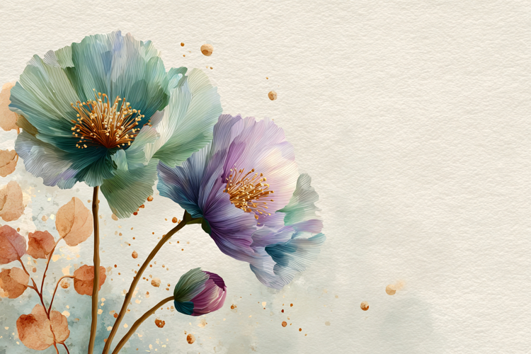 Watercolor Flowers With Space Background 10