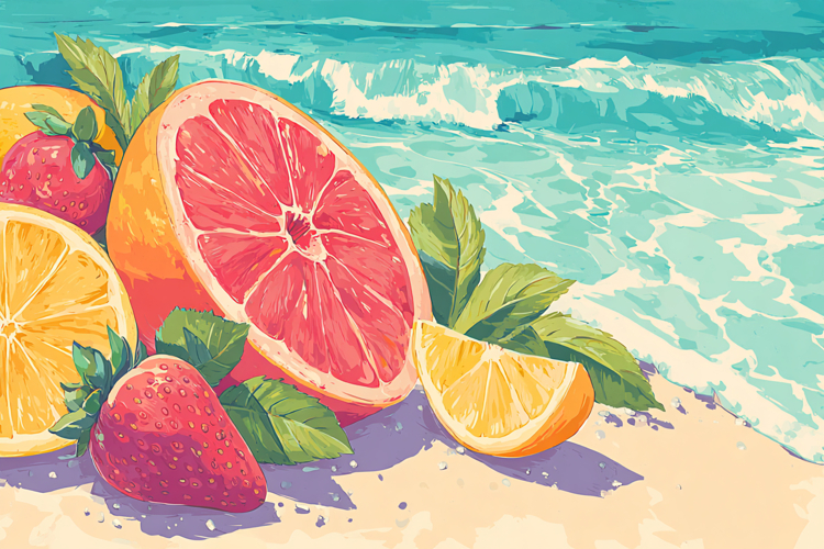 Summer Beach Fruit Art Background Design 10