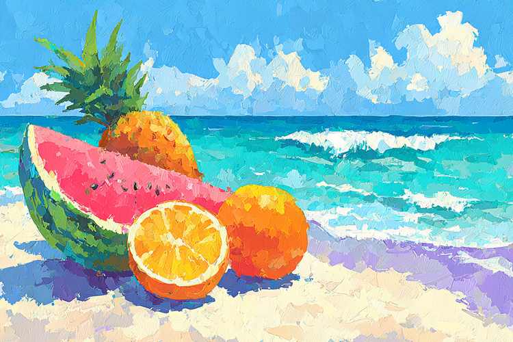 Summer Beach Fruit Art Background Design 11