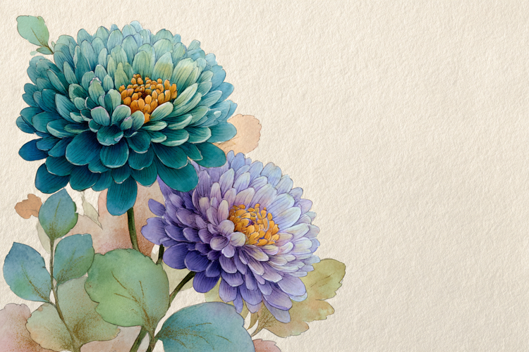 Watercolor Flowers With Space Background 11