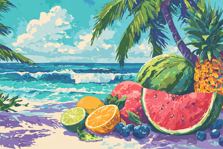 Summer Beach Fruit Art Background Design 12