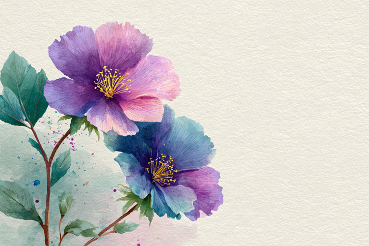 Watercolor Flowers With Space Background 12