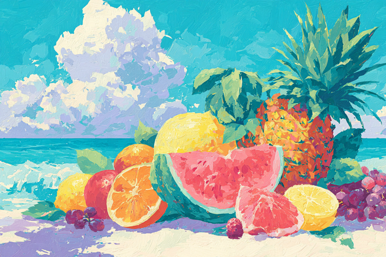 Summer Beach Fruit Art Background Design 14