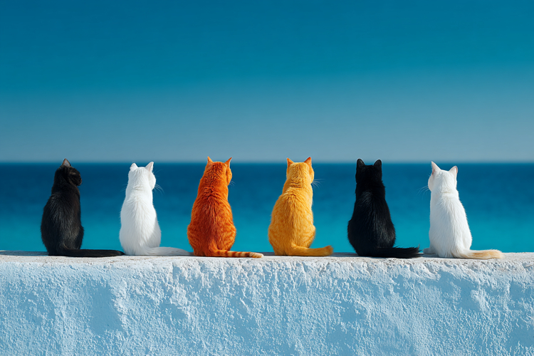 Cats by The Sea Background Wallpaper 2