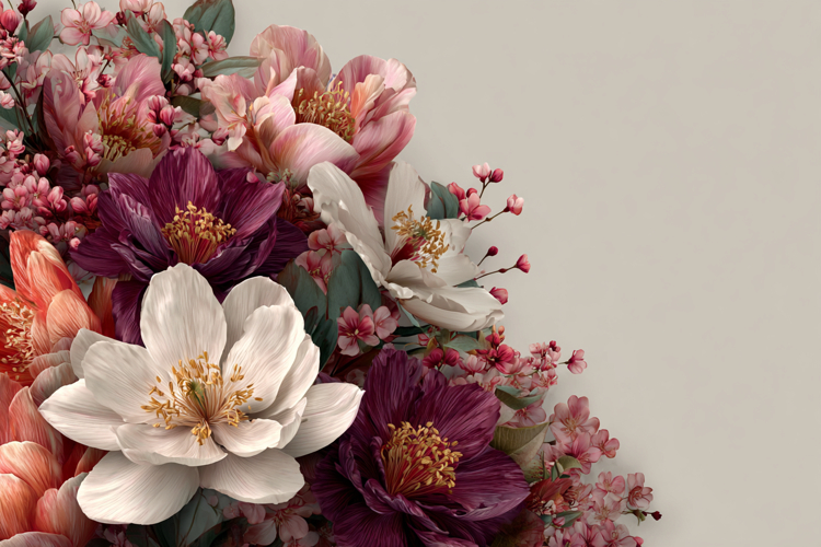 Beautiful Flowers With Space Background 2