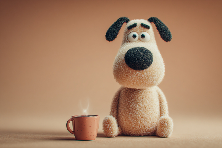 Cute Dazzle Puppy Tea Coffee Break 3d Image 02