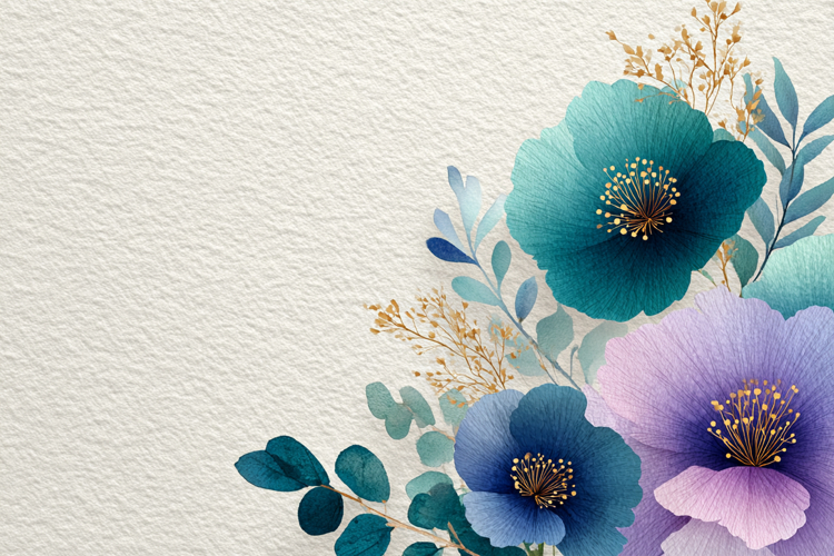Watercolor Flowers With Space Background 2