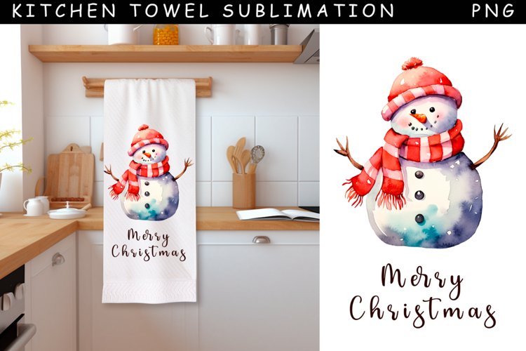 Snowman Kitchen Towel | Christmas Towel Sublimation