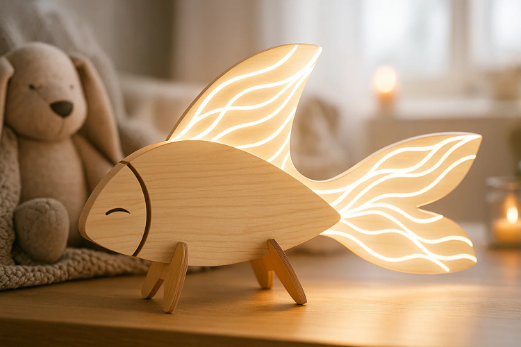 Wood & Acrylic Glow Lamp Laser Cut|Home Décor|Table Led Lamp