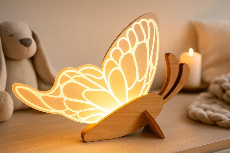 Wood & Acrylic Glow Lamp Laser Cut|Home Décor|Table Led Lamp